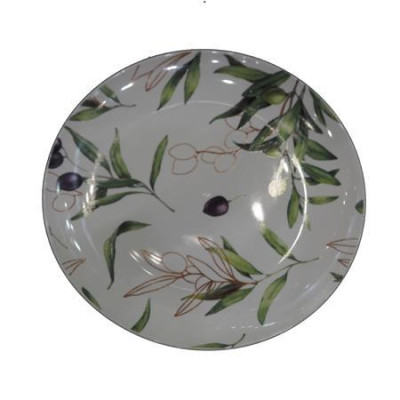 ΠΙΑΤΕΛΑ ΠΟΡΣΕΛΑΝΙΝΗ ΛΕΥΚΗ ΜΕ ΚΛΑΔΙΑ ΕΛΙΑΣ 26cm|820-00012
