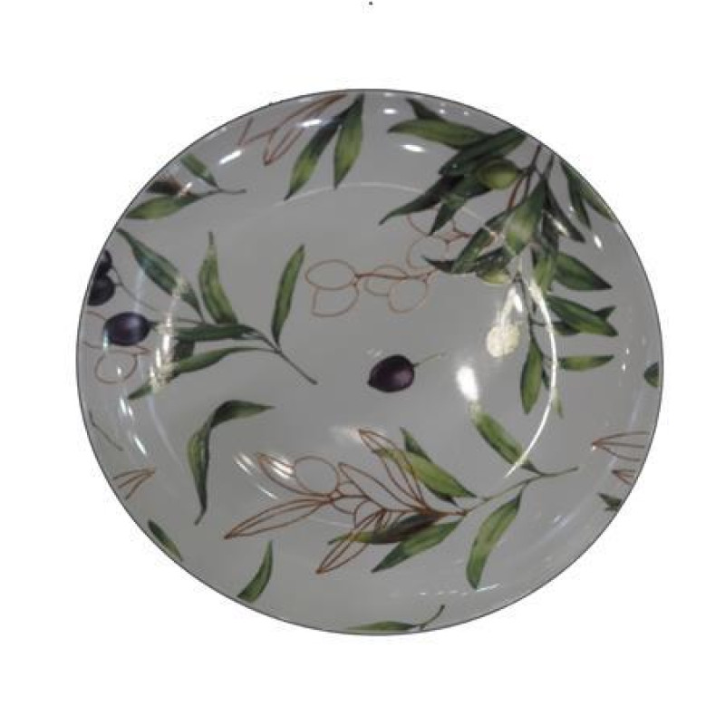 ΠΙΑΤΕΛΑ ΠΟΡΣΕΛΑΝΙΝΗ ΛΕΥΚΗ ΜΕ ΚΛΑΔΙΑ ΕΛΙΑΣ 26cm|820-00012