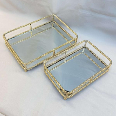 S/2 ΔΙΣΚΟΣ ΜΕΤΑΛΛΙΚΟΣ ΜΕ ΚΑΘΡΕΦΤΗ ΧΡΥΣΟ 36x7x26cm/ 30x7x20cm|819-00269