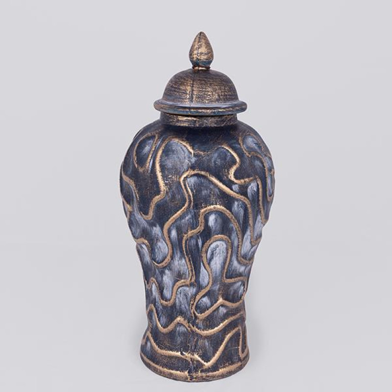 ΒΑΖΟ ΜΕ ΚΑΠΑΚΙ ΚΕΡΑΜΙΚΟ ΧΡΥΣΟ - ΓΚΡΙ 17.5x17.5x38.5cm|752-20029