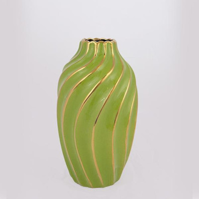 ΒΑΖΟ ΚΕΡΑΜΙΚΟ ΠΡΑΣΙΝΟ - ΧΡΥΣΟ14x14x24.5cm|752-20183