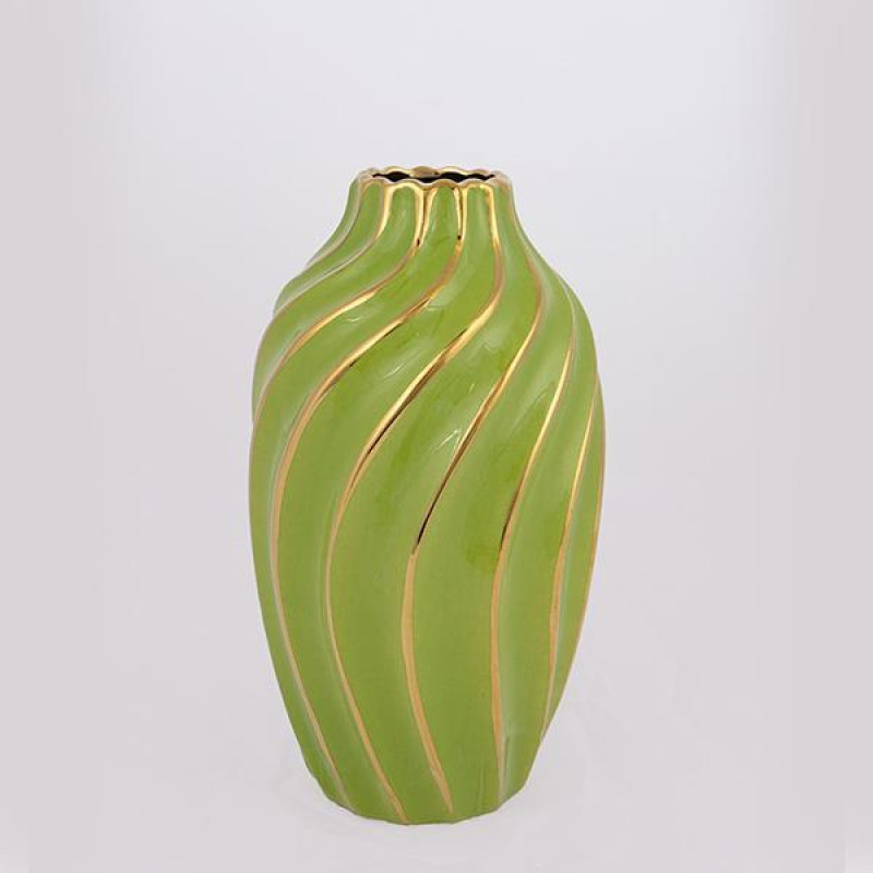 ΒΑΖΟ ΚΕΡΑΜΙΚΟ ΠΡΑΣΙΝΟ - ΧΡΥΣΟ14x14x24.5cm|752-20183