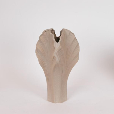 ΒΑΖΟ ΣΕ ΣΧΗΜΑ ΦΥΛΛΟΥ ΚΕΡΑΜΙΚΟ ΓΚΡΙ-ΜΠΕΖ 18x18x40cm|819-00603