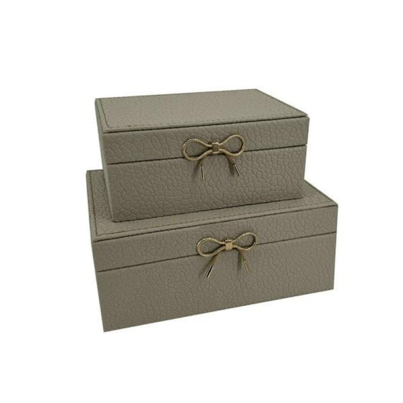 S/2 ΔΙΑΚΟΣΜΗΤΙΚΑ ΚΟΥΤΙΑ ΞΥΛΙΝΑ ΓΚΡΙ 25x15x11cm / 20x12x9cm|819-00324