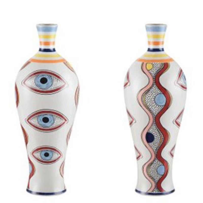 ΒΑΖΟ ΚΕΡΑΜΙΚΟ ΛΕΥΚΟ-ΜΕ ΓΑΛΑΖΙΑ ΜΑΤΙΑ 16.2x16.2x43.5cm|819-00190