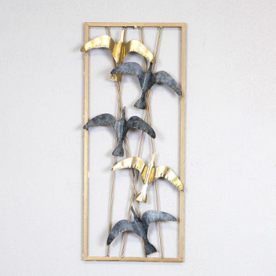 ΔΙΑΚΟΣΜΗΤΙΚΟ ΤΟΙΧΟΥ ΜΕΤΑΛΛΙΚΟ ΠΟΥΛΙΑ ΧΡΥΣΟ - ΓΚΡΙ 24.5x3.5x61cm|755-10077