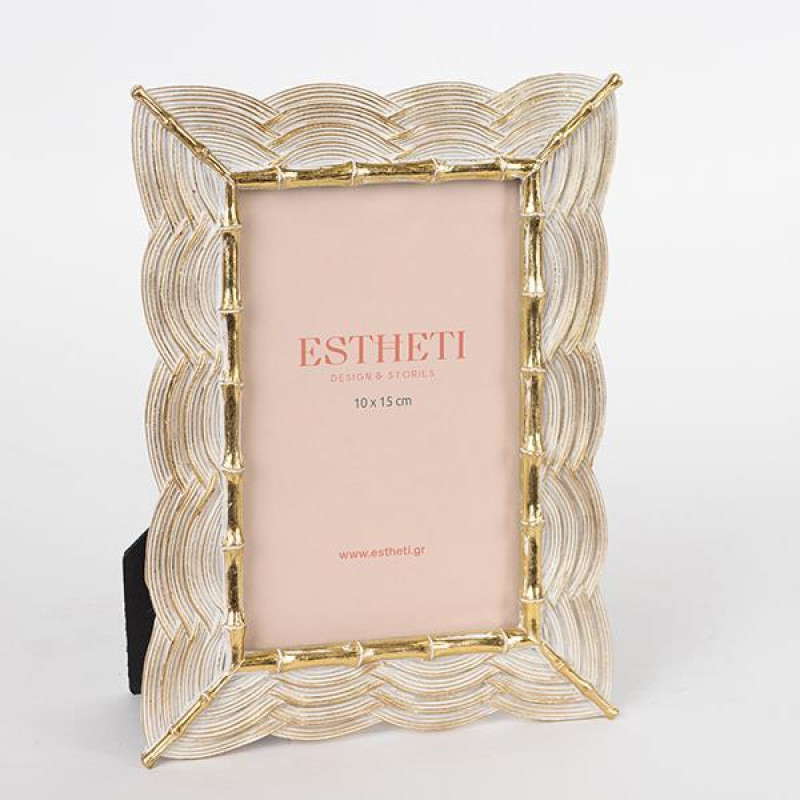 ΚΟΡΝΙΖΑ (10x15) ΠΟΛΥΡΕΣΙΝ ΑΝΤΙΚΕ ΧΡΥΣΗ - ΛΕΥΚΗ 15.5x1.2x20.5cm|756-12050