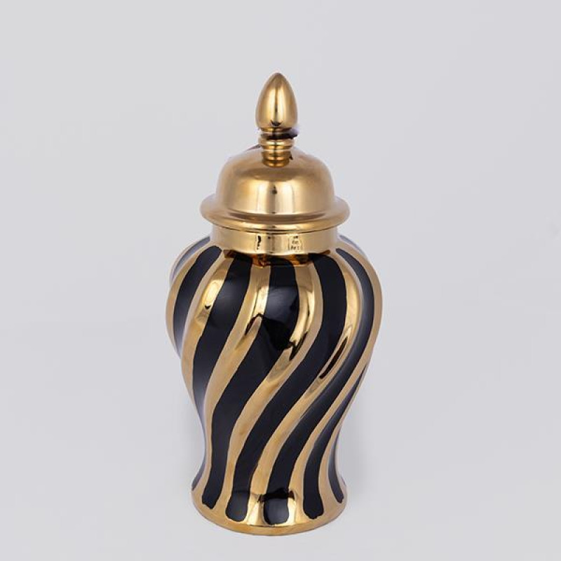 ΒΑΖΟ ΜΕ ΚΑΠΑΚΙ ΚΕΡΑΜΙΚΟ ΧΡΥΣΟ - ΜΑΥΡΟ 14.8x14.8x30cm|752-20034