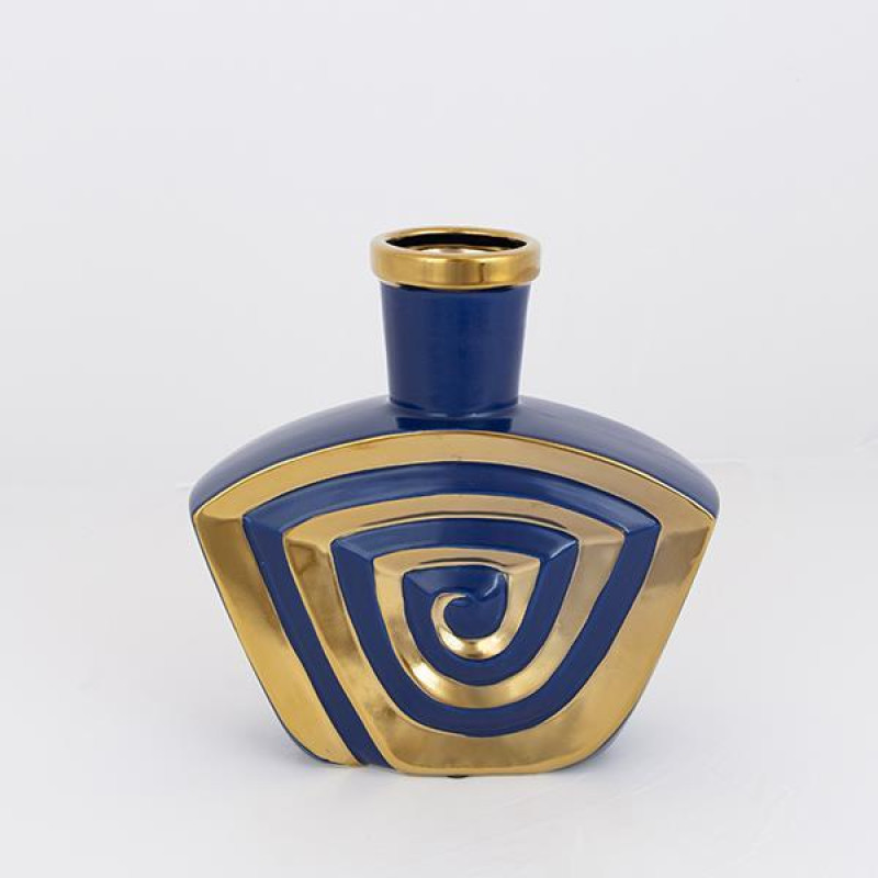 ΒΑΖΟ ΚΕΡΑΜΙΚΟ ΜΠΛΕ - ΧΡΥΣΟ 23.2x6.8x23.5cm|752-20342
