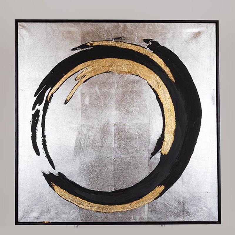 ΠΙΝΑΚΑΣ ΚΑΜΒΑΣ ΚΥΚΛΟΣ ΜΑΥΡΟΣ - ΧΡΥΣΟΣ - ΑΣΗΜΙ 80x3.5x80cm|755-12249