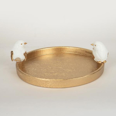 ΠΙΑΤΕΛΑ ΞΥΛΙΝΗ ΛΕΥΚΗ - ΧΡΥΣΗ  30.9x28x9.5cm|752-15018