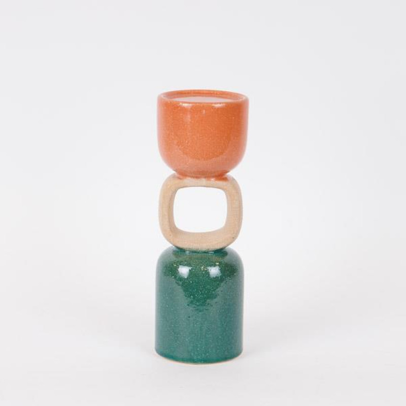 ΚΗΡΟΠΗΓΙΟ ΚΕΡΑΜΙΚΟ ΣΟΜΟΝ-ΜΠΕΖ-ΠΡΑΣΙΝΟ 9x9x26cm|752-25061