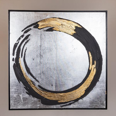 ΠΙΝΑΚΑΣ ΚΑΜΒΑΣ ΚΥΚΛΟΣ ΜΑΥΡΟΣ - ΧΡΥΣΟΣ - ΑΣΗΜΙ 80x3.5x80cm|755-12250