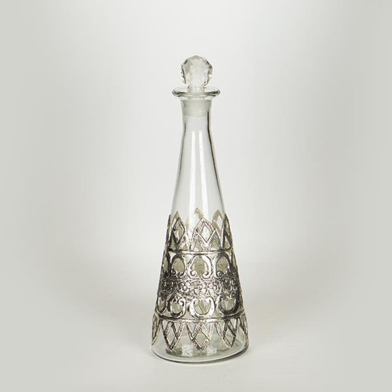 ΚΑΡΑΦΑ  ΓΥΑΛΙΝΗ - ΜΕΤΑΛΛΙΚΗ ΑΣΗΜΙ 12x35cm|752-10512