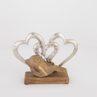 ΔΙΑΚΟΣΜΗΤΙΚΟ ΚΑΡΔΙΕΣ &  ΞΥΛΙΝΟ ΠΟΥΛΙ  ΞΥΛΟ-ΜΕΤΑΛΛΟ ΑΣΗΜΙ- ΦΥΣΙΚΟ 23x5x17cm|752-28562