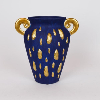 ΒΑΖΟ ΚΕΡΑΜΙΚΟ ΜΠΛΕ-ΧΡΥΣΟ 27.3x9.8x29cm|819-00367