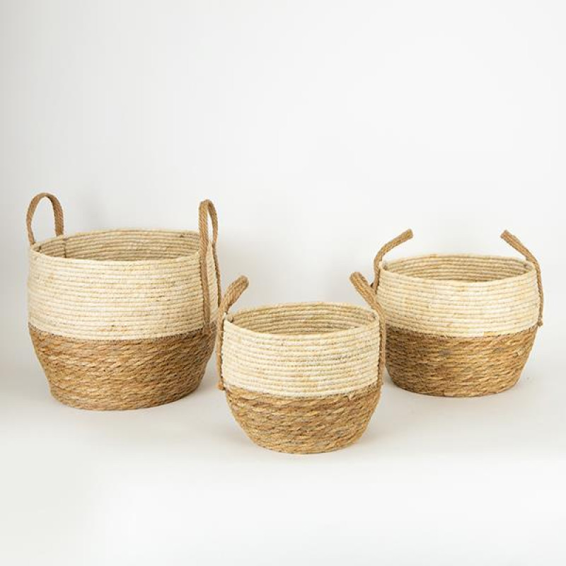 S/3 ΚΑΛΑΘΙ ΜΕ ΧΕΡΟΥΛΙ ΨΑΘΙΝΟ ΕΚΡΟΥ-ΚΑΦΕ 33x28x29 cm/ 30x23x24cm/ 25x18x20cm|752-32010