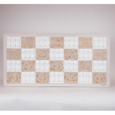 ΠΙΝΑΚΑΣ ΚΑΜΒΑΣ ΚΥΚΛΟΙ & ΤΕΤΡΑΓΩΝΑ ΜΠΕΖ - ΛΕΥΚΟΣ 60x3x120cm|812-20042