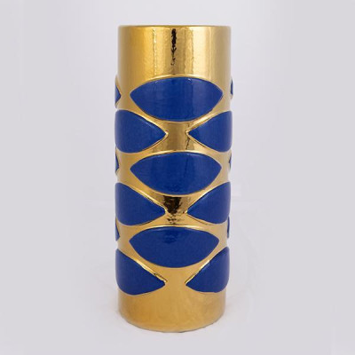 ΒΑΖΟ ΚΕΡΑΜΙΚΟ ΜΠΛΕ - ΧΡΥΣΟ 12x12x26.5cm|752-20172