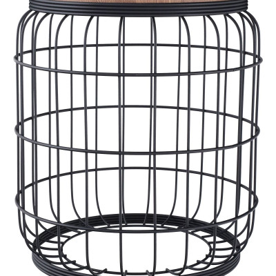 TBH-07 BK ΤΡΑΠΕΖΑΚΙ ΜΑΥΡΟ ΚΙΟΥΡΤΟΣ ΠΛΕΓΜΑ ΜΕ ΞΥΛΟ