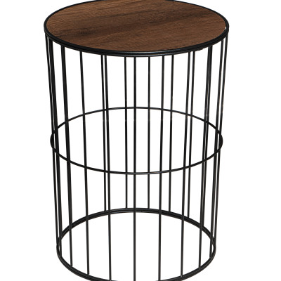 TBH-04 BK ΤΡΑΠΕΖΑΚΙ ΜΑΥΡΟ ΣΤΡΟΓΓΥΛΟ ΠΛΕΓΜΑ ΜΕ ΞΥΛΟ