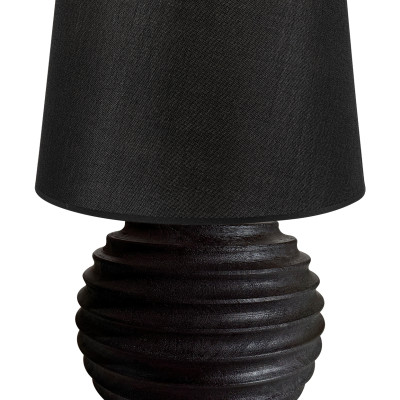 TLI 6333 40 BK ΕΠΙΤΡΑΠΕΖΙΑ ΛΑΜΠΑ ΞΥΛΙΝΗ ΣΤΡΟΓΓΥΛΗ ΜΕ ΡΑΒΔΩΣΕΙΣ & ΑΜΠΑΖΟΥΡ ΜΑΥΡΟ 1ΧΕ27