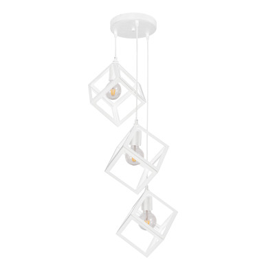 PDC 1249-3 WH CHN  ΡΟΖΕΤΑ ΜΕΤΑΛΙΚΗ 3/Φ ΜΕ ΚΡΕΜΑΣΤΟΥΣ ΛΕΥΚΟΥΣ  ΚΥΒΟΥΣ 3ΧΕ27