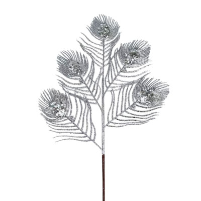 ART ET LUMIERE ΚΛΑΔΙ ΦΤΕΡΑ ΠΑΓΩΝΙΟΥ ΑΣΗΜΙ GLITTER - SKU -20243