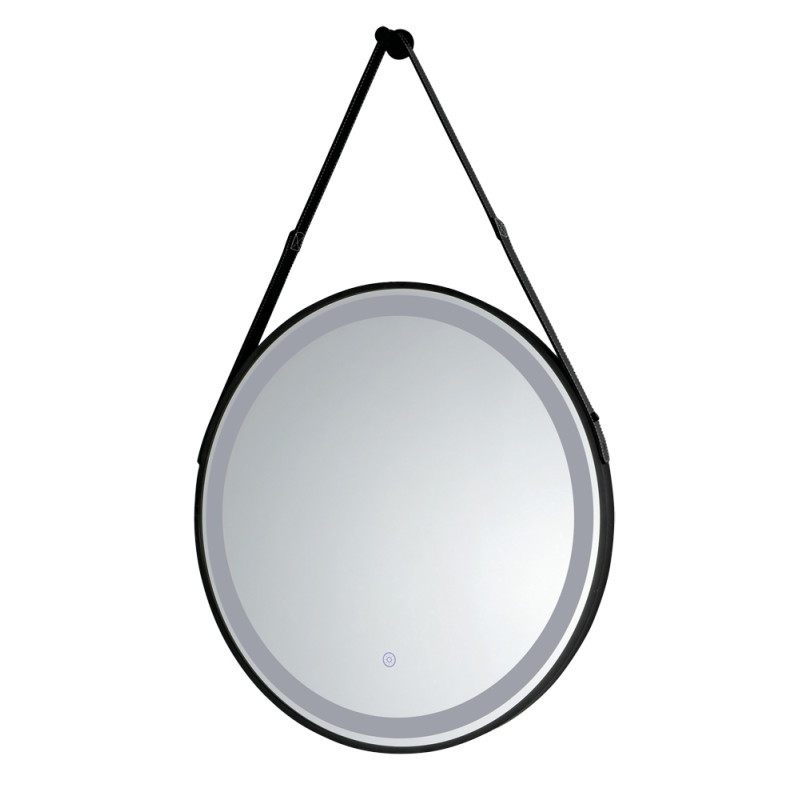 MIC-02 ΚΑΘΡΕΠΤΗΣ BK ΣΤΡΟΓΓΥΛΟΣ ΔΕΡΜΑΤΙΝΟ ΛΟΥΡΙ  LED ΦΩΤΙΣΜΟΣ TOUCH