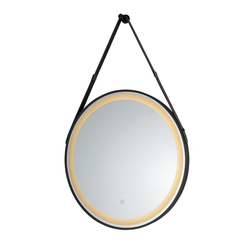 MIC-02 ΚΑΘΡΕΠΤΗΣ BK ΣΤΡΟΓΓΥΛΟΣ ΔΕΡΜΑΤΙΝΟ ΛΟΥΡΙ  LED ΦΩΤΙΣΜΟΣ TOUCH