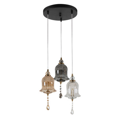 PDC 723-3 3/Φ ΡΟΖΕΤΑ ΜΕ ΓΥΑΛΙΝΕΣ ΚΑΜΠΑΝΕΣ Ι LED-3Χ5W  ΜΕ ΔΙΑΚΟΣΜΗΤΙΚΟ ΚΡΥΣΤΑΛΛΟ