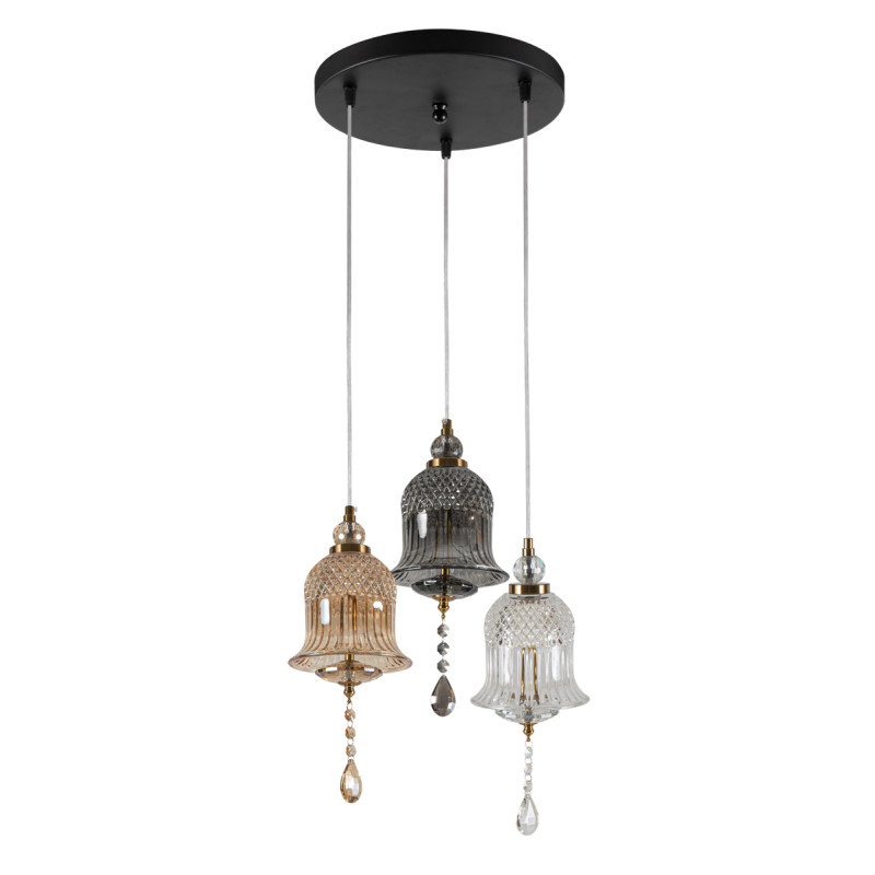 PDC 723-3 3/Φ ΡΟΖΕΤΑ ΜΕ ΓΥΑΛΙΝΕΣ ΚΑΜΠΑΝΕΣ Ι LED-3Χ5W  ΜΕ ΔΙΑΚΟΣΜΗΤΙΚΟ ΚΡΥΣΤΑΛΛΟ