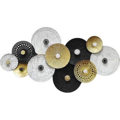 Inart Διακοσμητικό Τοίχου από Μέταλλο Disks Χρυσό / Μαύρο / Λευκό 130x5x74cm 3-70-005-0009 Inart Διακοσμητικό Τοίχου από Μέταλλο Disks Χρυσό / Μαύρο / Λευκό 130x5x74cm 3-70-005-0009