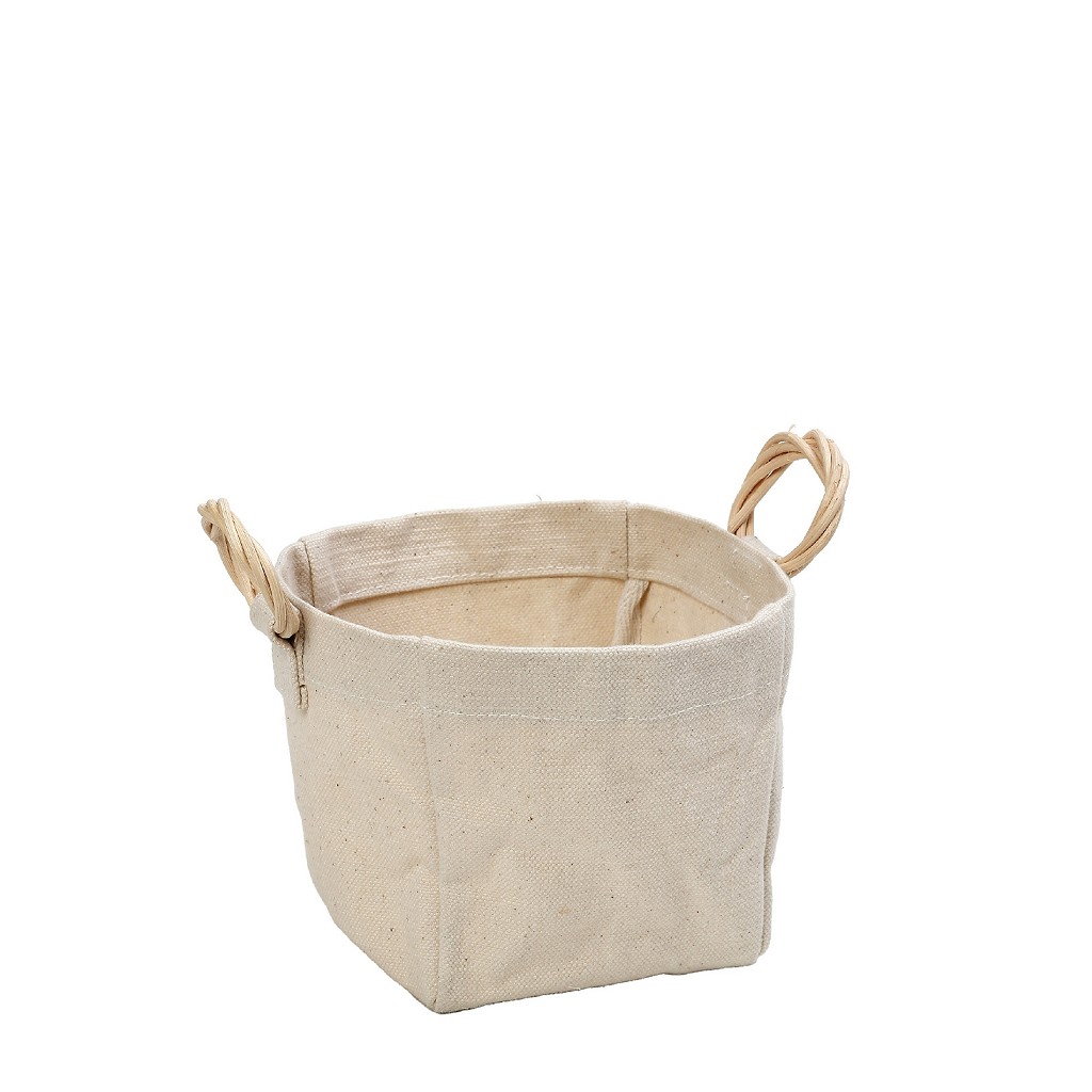DIS. ΔΟΧΕΙΟ COTTON ΜΕ ΛΑΒΗ RATTAN 12Χ12Χ12ΕΚ AMN127