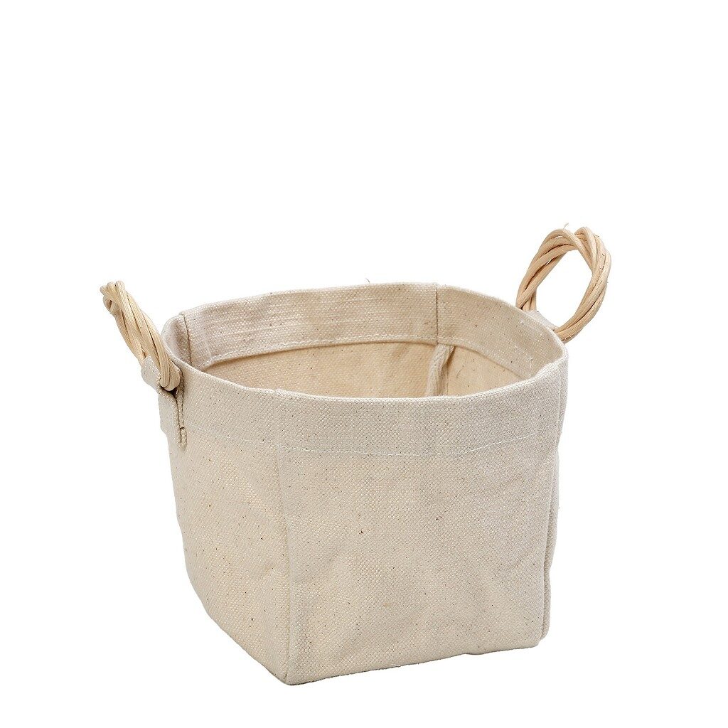 DIS. ΔΟΧΕΙΟ COTTON ΜΕ ΛΑΒΗ RATTAN 15Χ15Χ15ΕΚ AMN128