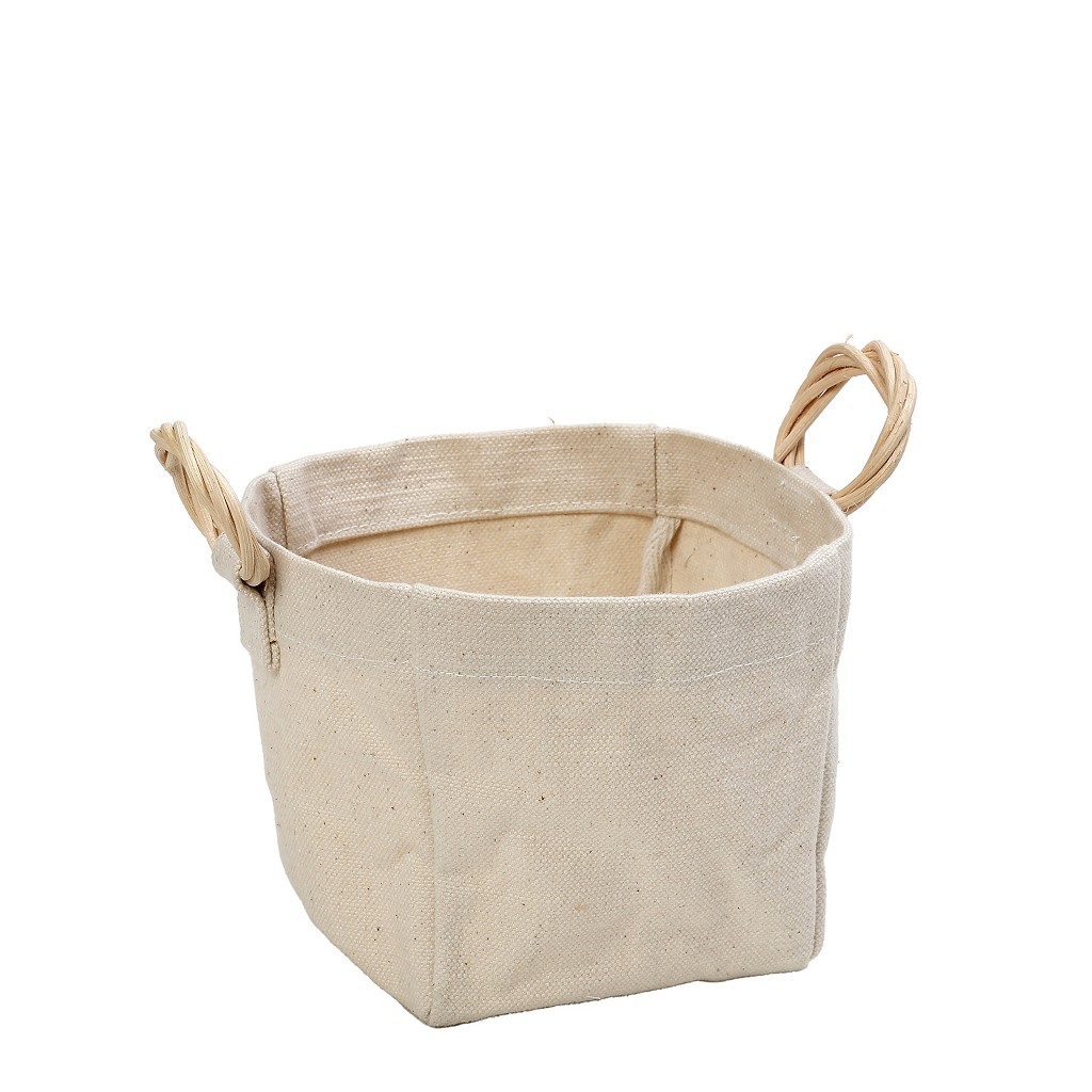 DIS. ΔΟΧΕΙΟ COTTON ΜΕ ΛΑΒΗ RATTAN 15Χ15Χ15ΕΚ AMN128