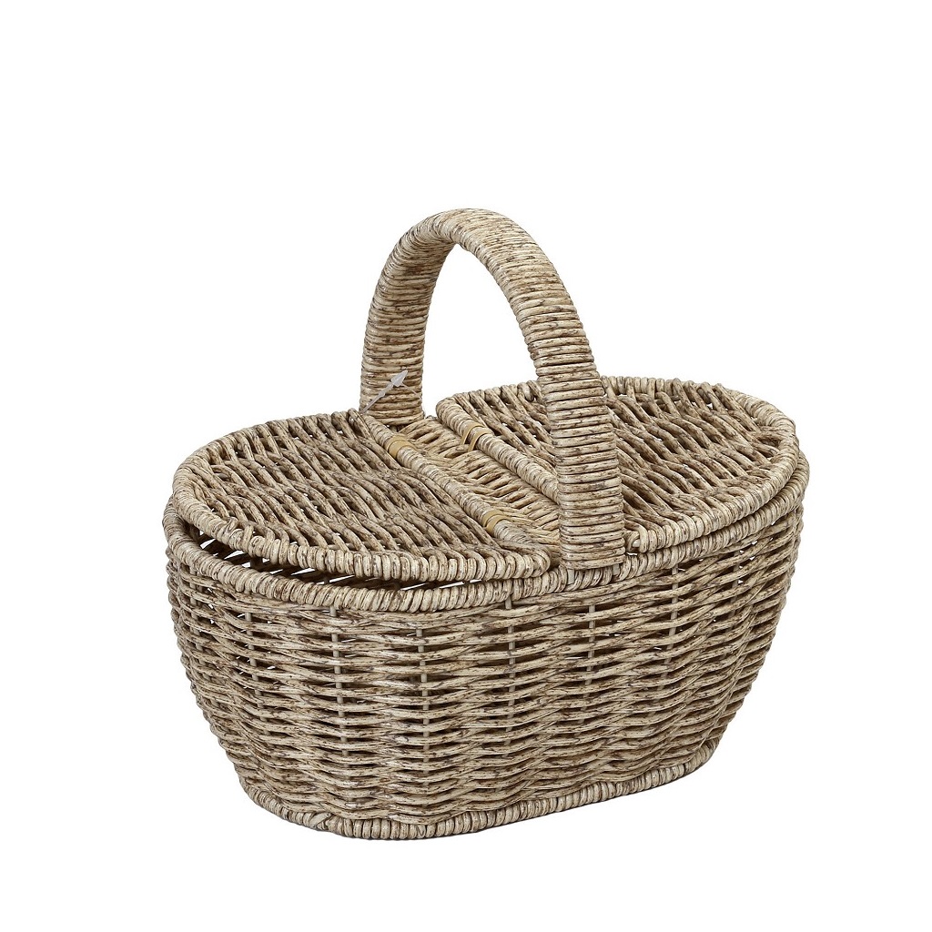 ΚΑΛΑΘΙ SYNTH. RATTAN ΜΕ ΚΑΠΑΚΙ ΟΒΑΛ ΜΠΕΖ 22Χ15Χ19ΕΚ KOD117
