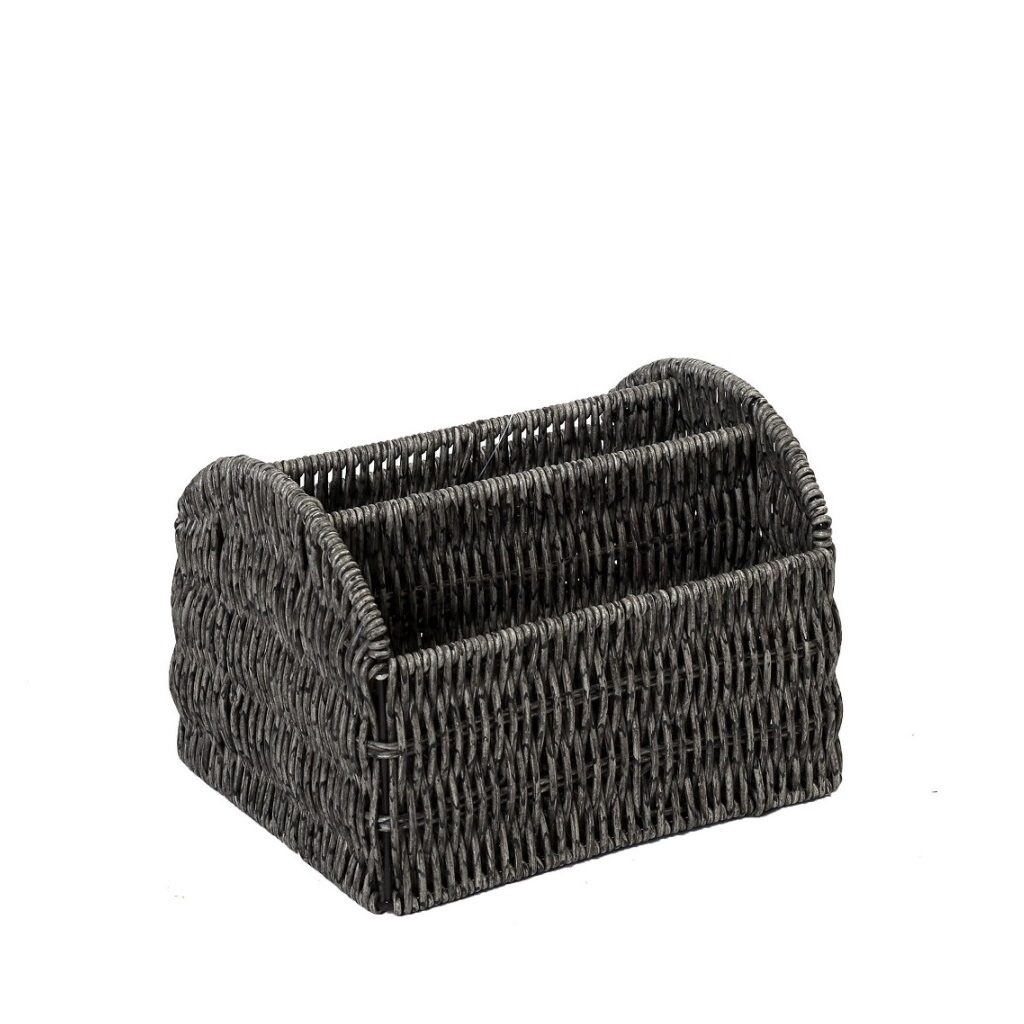 ΚΑΛΑΘΙ ΜΕ 3 ΔΙΑΧΩΡΙΣΤΙΚΑ SYNTH. RATTAN ΓΚΡΙ 19Χ16Χ13ΕΚ  (smA) KOD214