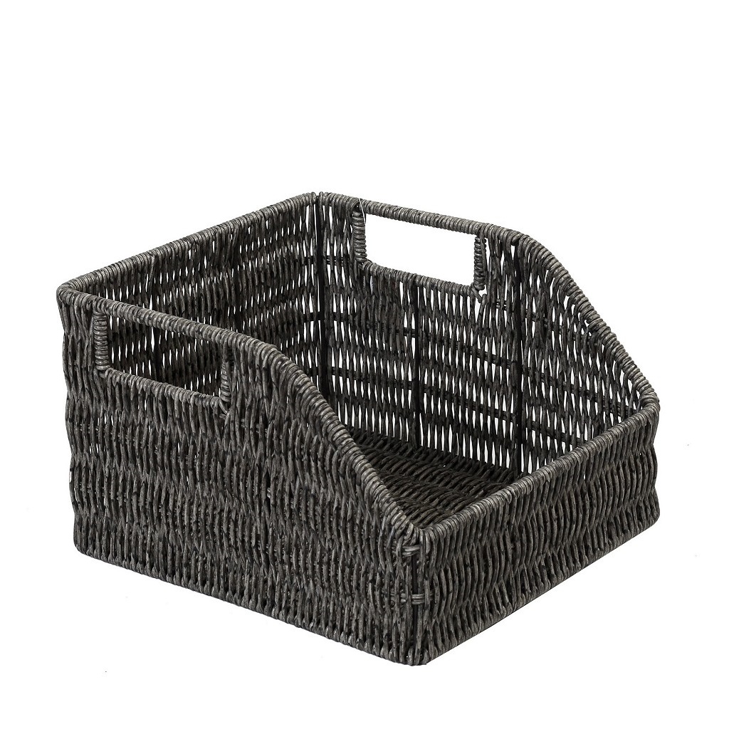 ΚΑΛΑΘΙ ΜΕ ΛΑΒΕΣ SYNTH. RATTAN ΓΚΡΙ 25Χ23Χ15ΕΚ KOD215
