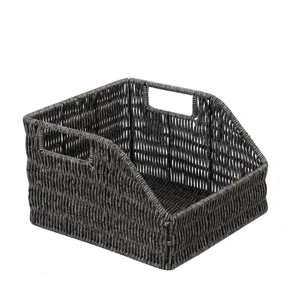 ΚΑΛΑΘΙ ΜΕ ΛΑΒΕΣ SYNTH. RATTAN ΓΚΡΙ 25Χ23Χ15ΕΚ KOD215