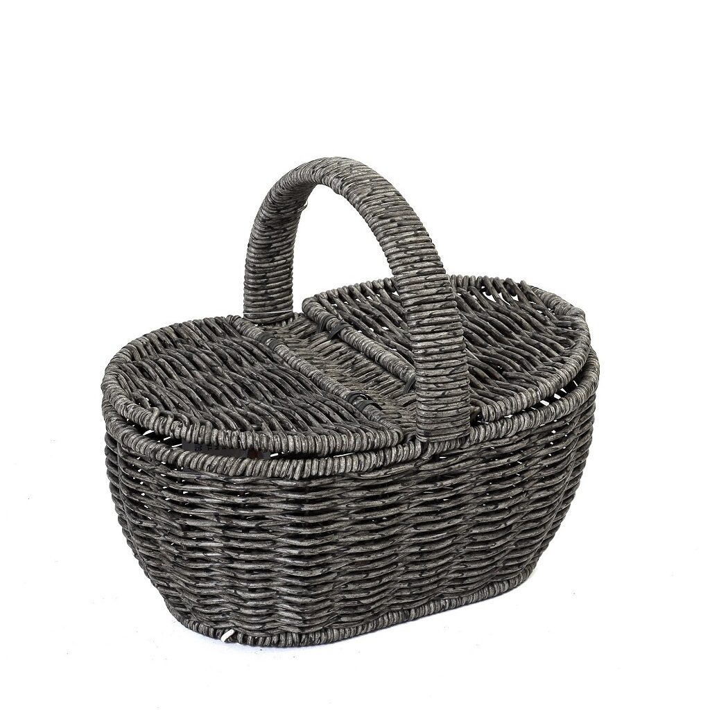 ΚΑΛΑΘΙ SYNTH. RATTAN ΜΕ ΚΑΠΑΚΙ ΟΒΑΛ ΓΚΡΙ 22Χ15Χ19ΕΚ KOD217
