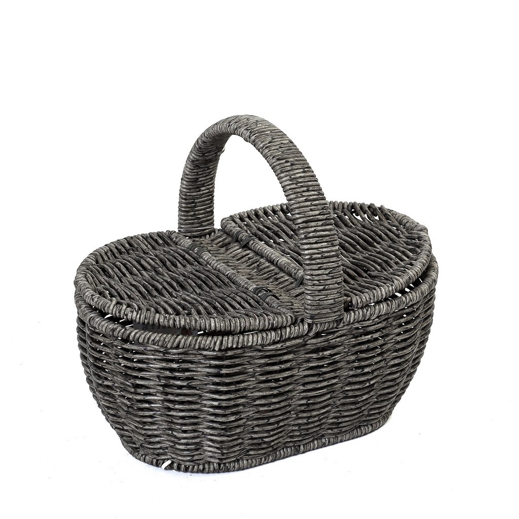 ΚΑΛΑΘΙ SYNTH. RATTAN ΜΕ ΚΑΠΑΚΙ ΟΒΑΛ ΓΚΡΙ 22Χ15Χ19ΕΚ KOD217