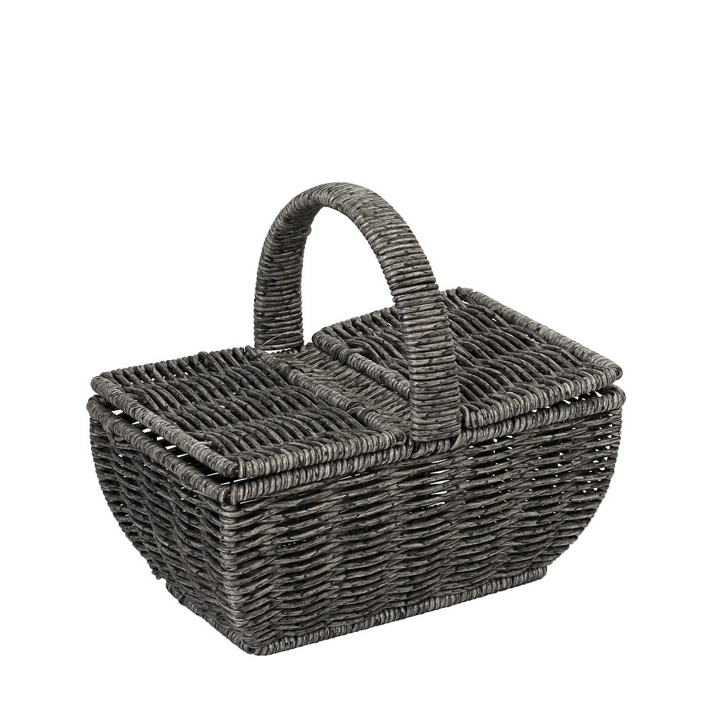 ΚΑΛΑΘΙ SYNTH. RATTAN ΜΕ ΚΑΠΑΚΙ ΟΡΘ. ΓΚΡΙ 21Χ14Χ19ΕΚ KOD218