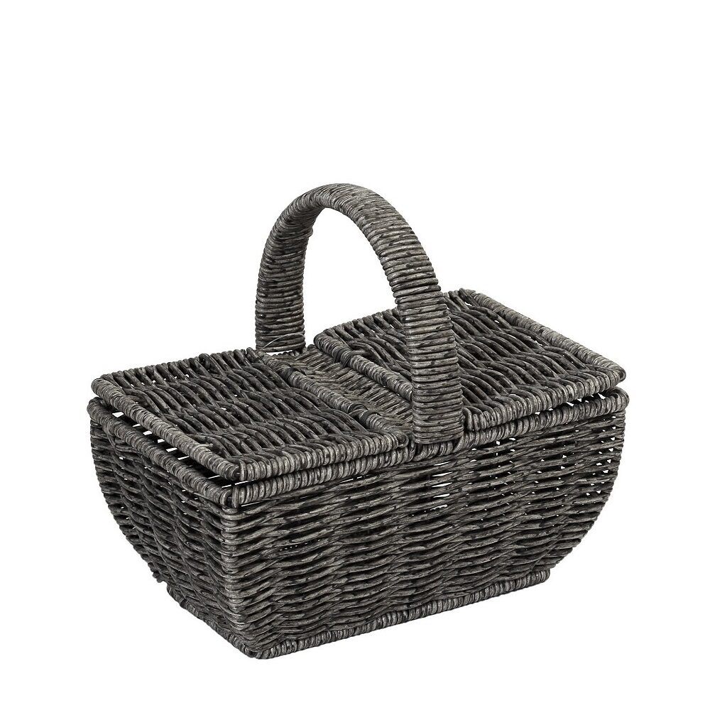 ΚΑΛΑΘΙ SYNTH. RATTAN ΜΕ ΚΑΠΑΚΙ ΟΡΘ. ΓΚΡΙ 21Χ14Χ19ΕΚ KOD218