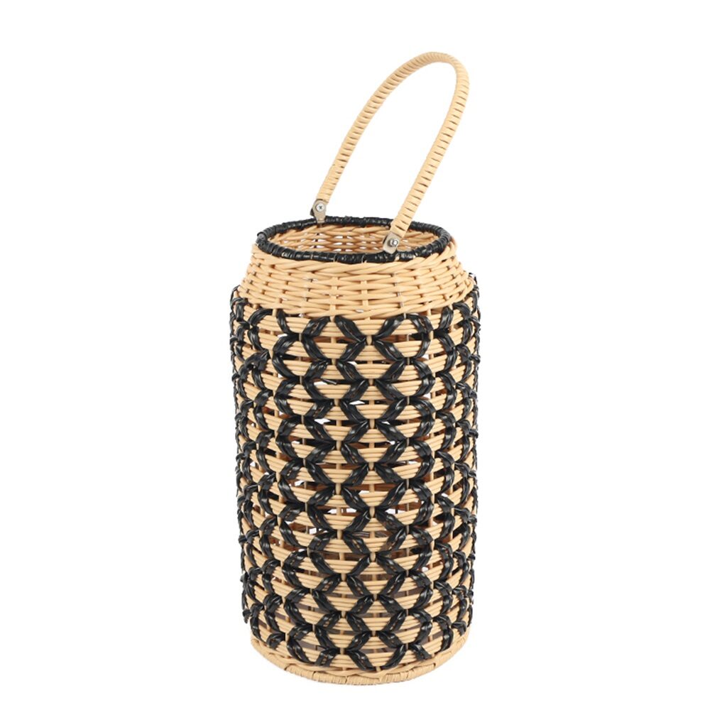 ΦΑΝΑΡΙ RATTAN ΚΥΛΙΝΔ. ΜΠΕΖ/ΜΑΥΡΟ 22X39EK LAF104