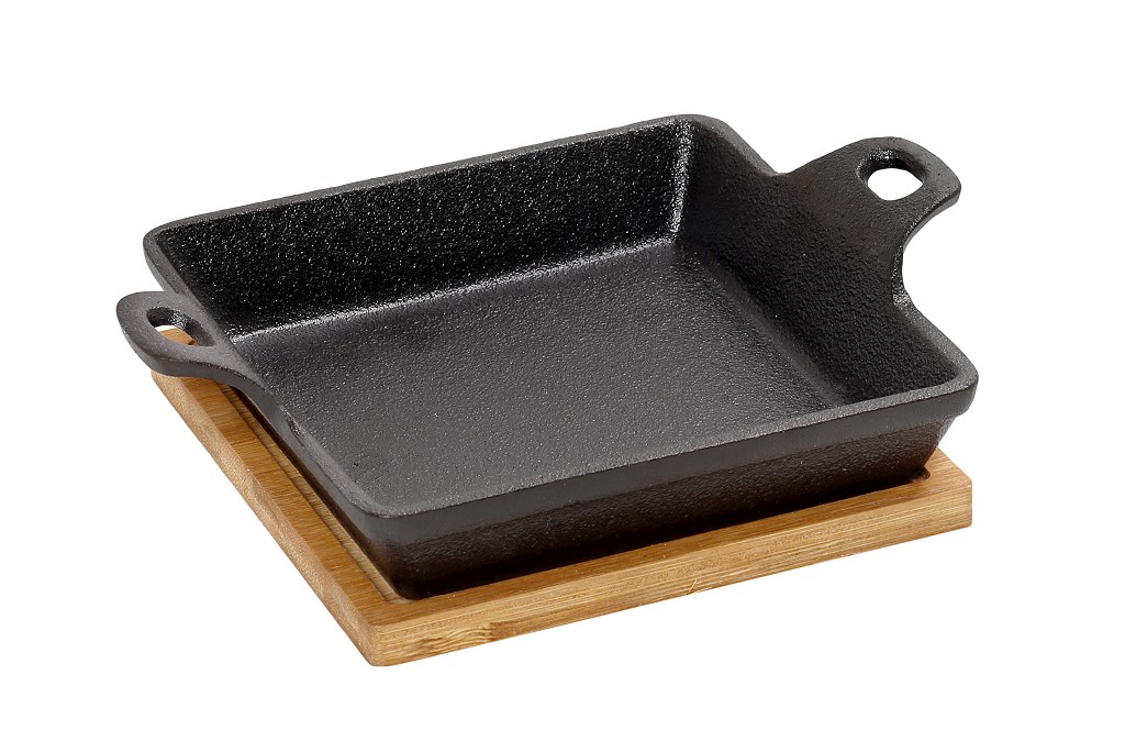 ΣΑΓΑΝΑΚΙ ΤΕΤΡ. CAST-IRON ΜΑΥΡΟ  L: 15 H: 5,3CM ΜΕ ΒΑΣΗ BAMBOO SAG108