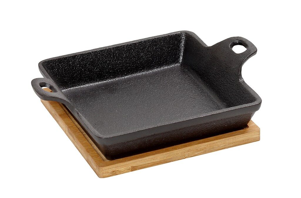 ΣΑΓΑΝΑΚΙ ΤΕΤΡ. CAST-IRON ΜΑΥΡΟ  L: 15 H: 5,3CM ΜΕ ΒΑΣΗ BAMBOO SAG108