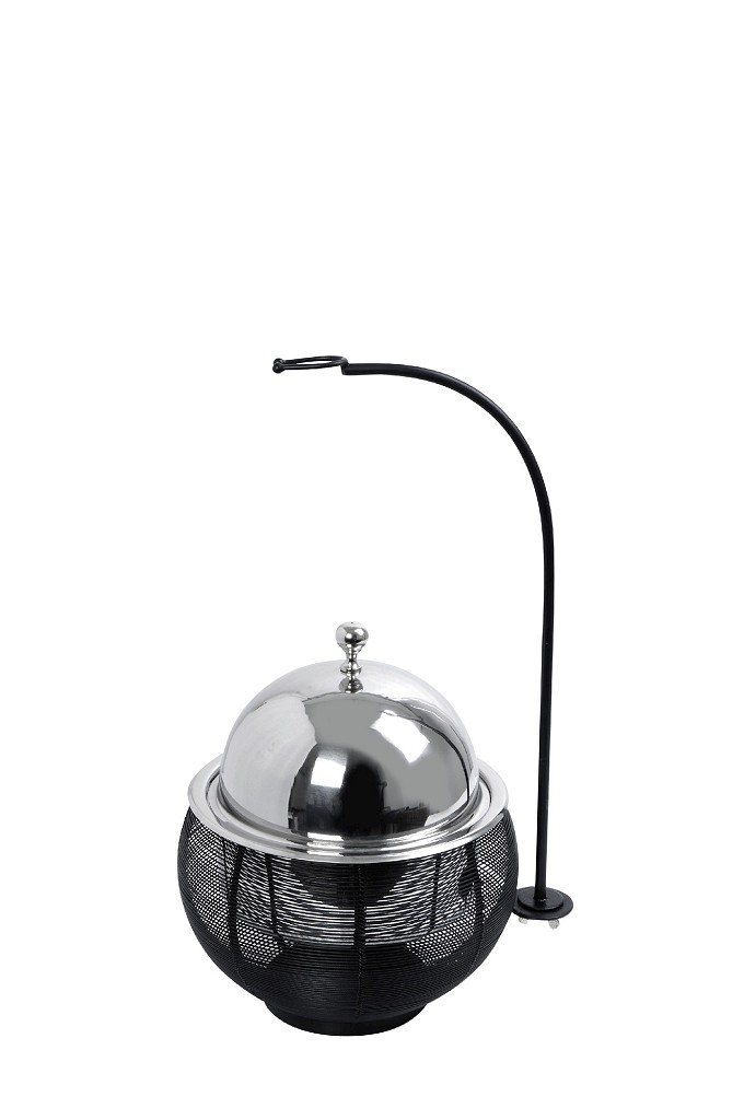 CHAFFING DISH ΜΕ ΒΑΣΗ ΣΤΗΡ. ΚΑΠ. ΚΑΙ ΔΙΠΛΟ ΔΟΧΕΙΟ SS/ΑΛΟΥΜ/ΣΙΔΗΡ. ΜΑΥΡΟ 1500ML GEL WAX 25Χ25Χ30-49ΕΚ TAF111