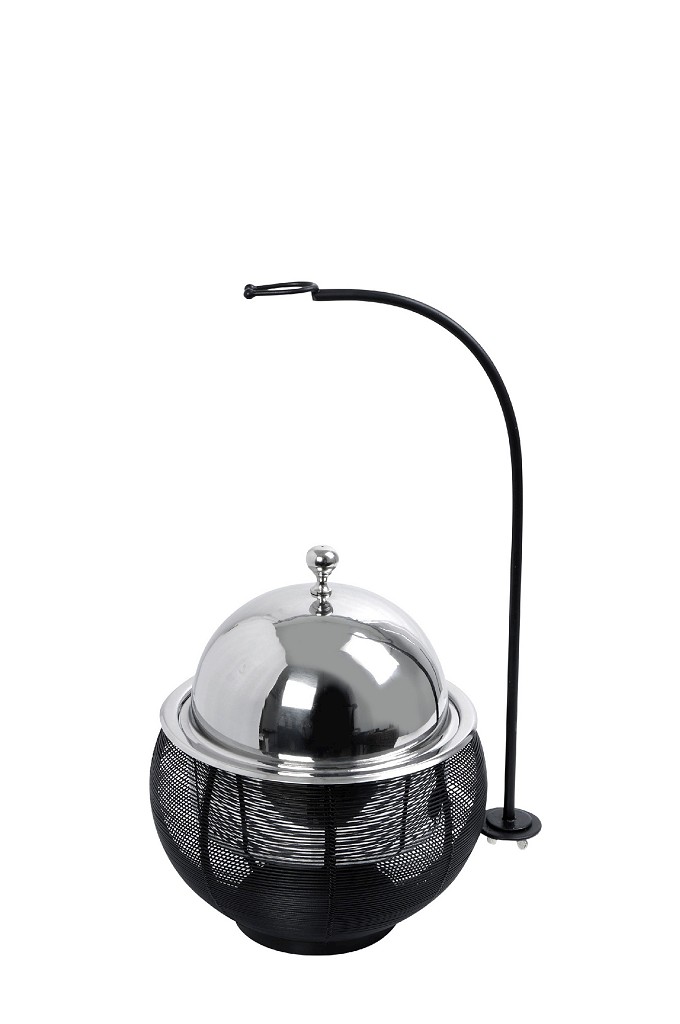 CHAFFING DISH ΜΕ ΒΑΣΗ ΣΤΗΡ. ΚΑΠ. ΚΑΙ ΔΙΠΛΟ ΔΟΧΕΙΟ SS/ΑΛΟΥΜ/ΣΙΔΗΡ. ΜΑΥΡΟ 2500ML GEL WAX 30Χ30Χ32-49ΕΚ TAF112
