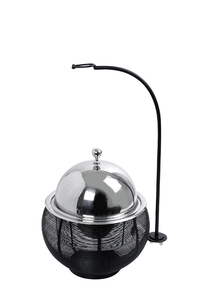 CHAFFING DISH ΜΕ ΒΑΣΗ ΣΤΗΡ. ΚΑΠ. ΚΑΙ ΔΙΠΛΟ ΔΟΧΕΙΟ SS/ΑΛΟΥΜ/ΣΙΔΗΡ. ΜΑΥΡΟ 3500ML GEL WAX 33Χ33Χ36-56ΕΚ TAF113